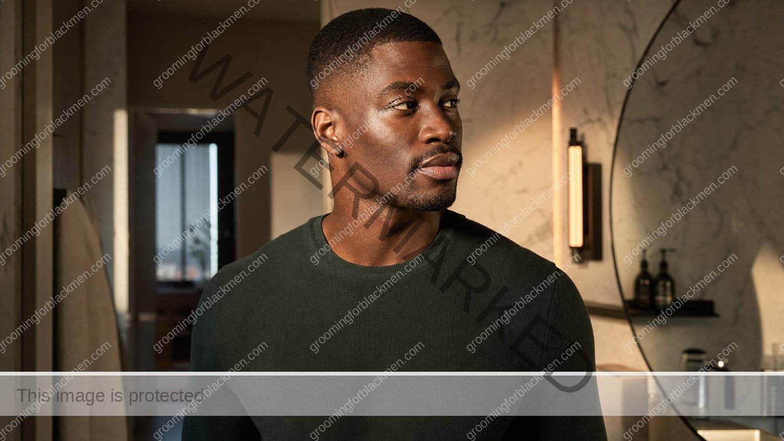 Black man completing a simple three-step skincare routine with natural skin texture visible - Grooming For Black Men