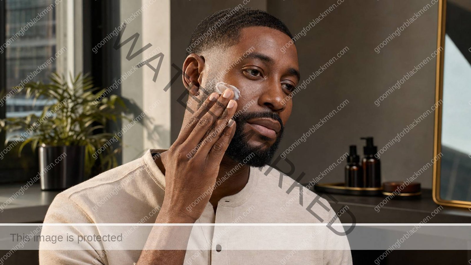 Black man using gentle technique for a simple three-step skincare routine - Grooming For Black Men
