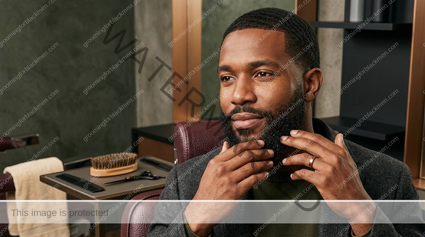 Black man grooming routine image for Beard Growth Expectations for Black Men: Practical Grooming Guide