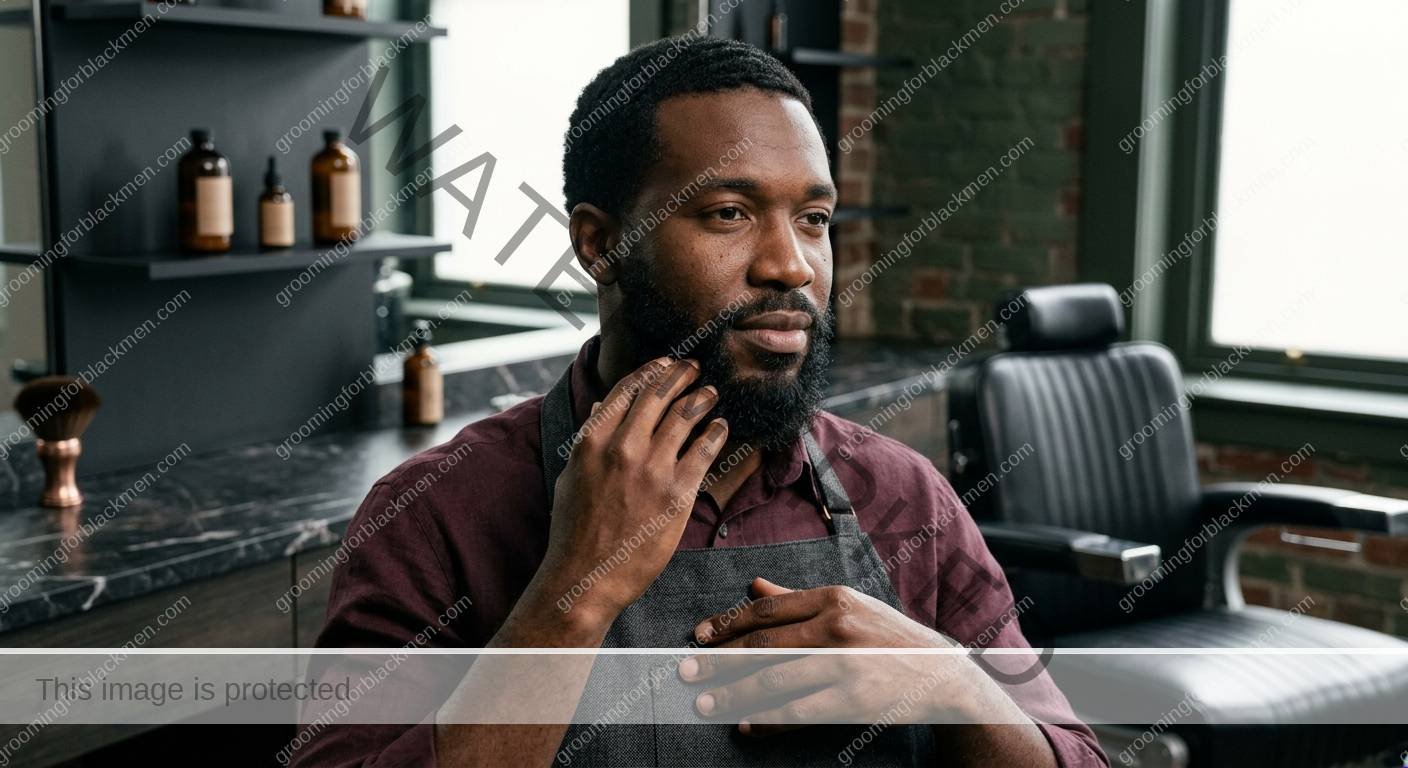 Black man grooming routine image for Beard Mistakes for Black Men: Practical Grooming Guide