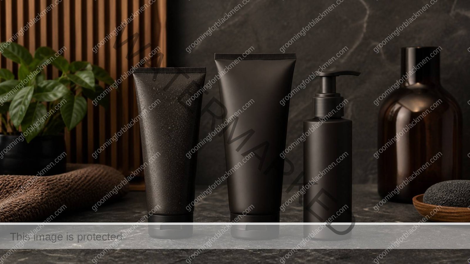 Unlabeled product types for gentle face-wash selection arranged on a masculine vanity - Grooming For Black Men