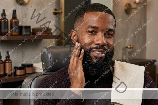 Black man grooming routine image for Coarse Beard Softening for Black Men: Practical Grooming Guide