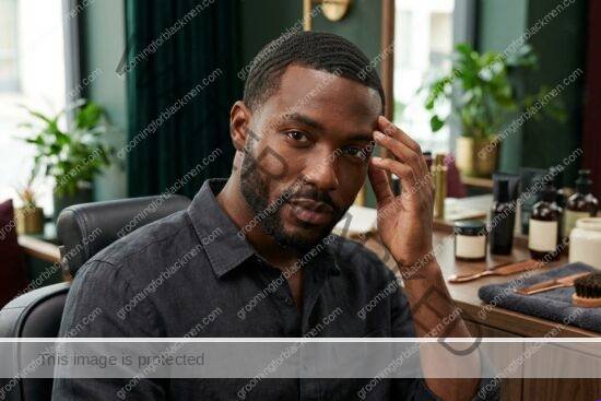 Black man grooming routine image for Dandruff for Black Men: Practical Grooming Guide