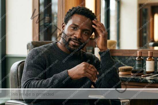 Black man grooming routine image for Dry Scalp for Black Men: Practical Grooming Guide