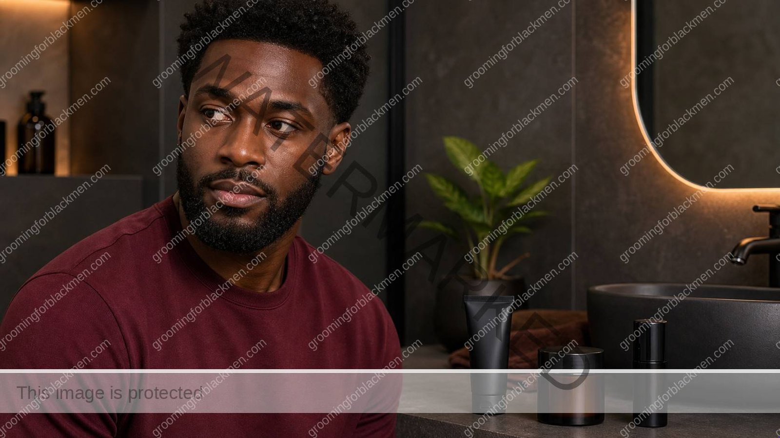 Black man preparing a routine for facial ashiness after moisturizing - Grooming For Black Men