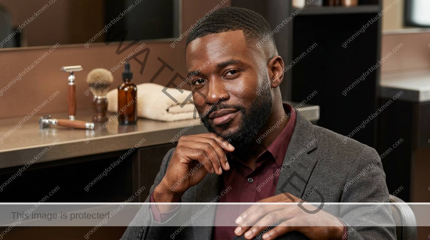 Black man grooming routine image for Hair Loss Next Steps for Black Men: Practical Grooming Guide