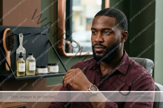 Black man grooming routine image for How Long Waves Take for Black Men: Practical Grooming Guide