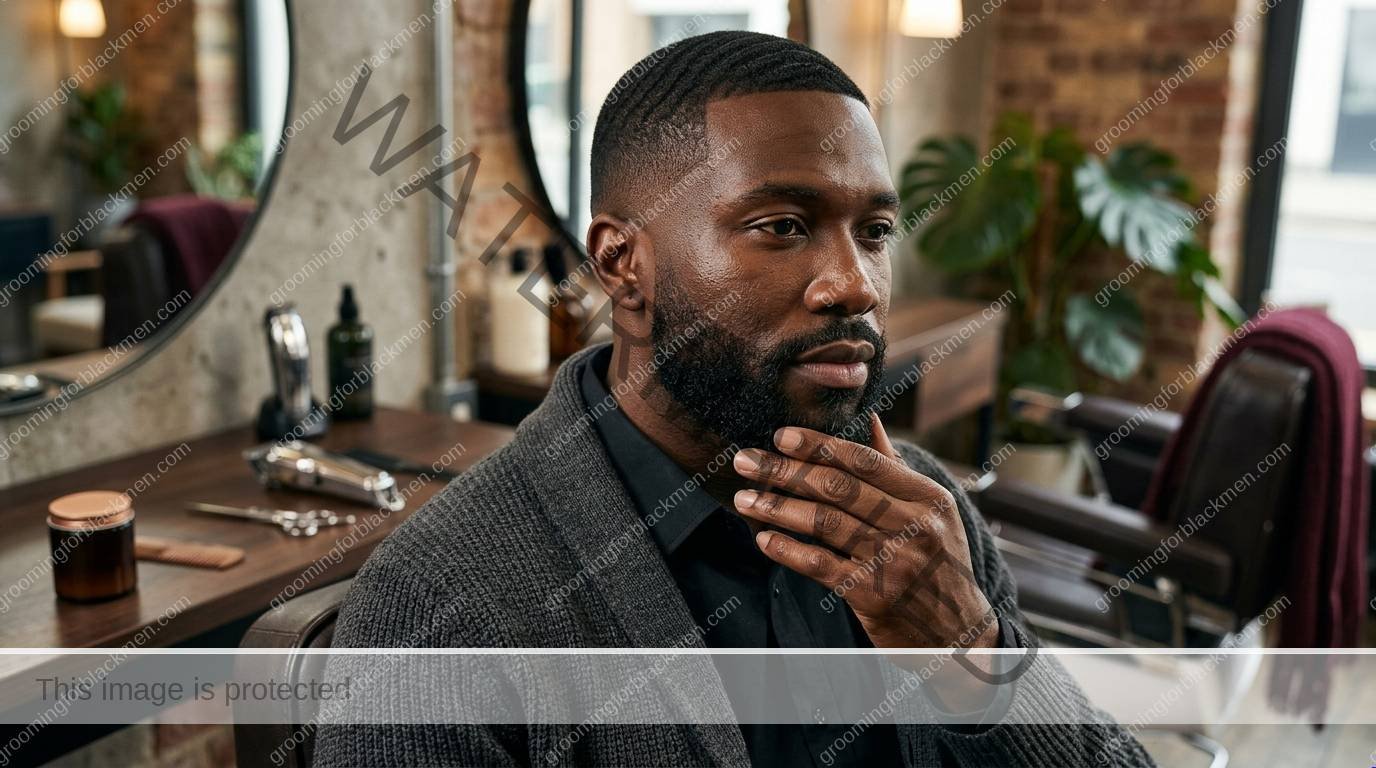 Black man grooming routine image for How to Shape Beard for Black Men: Practical Grooming Guide