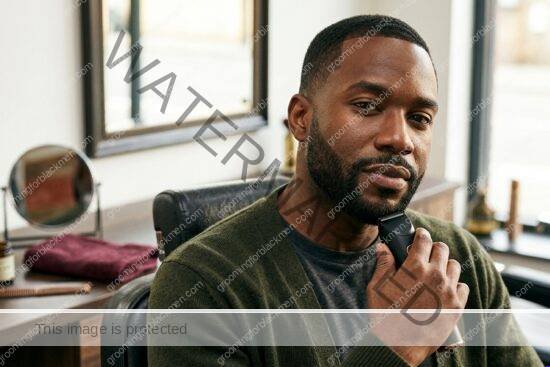 Black man grooming routine image for Short Beard Maintenance for Black Men: Practical Grooming Guide
