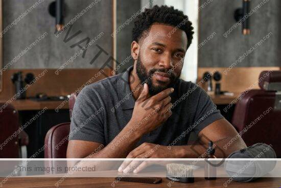 Black man grooming routine image for Travel Beard Kit for Black Men: Practical Grooming Guide