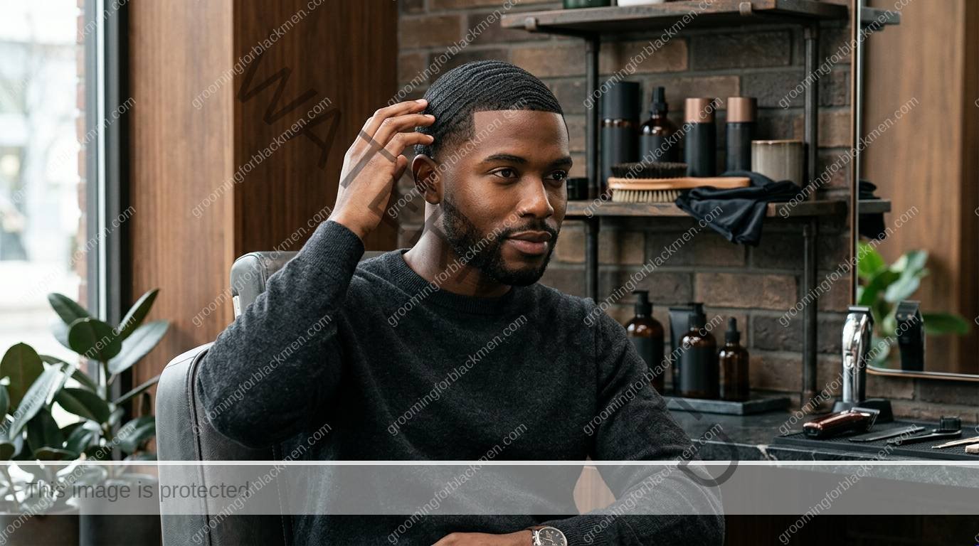 Black man grooming routine image for Waves Troubleshooting for Black Men: Practical Grooming Guide
