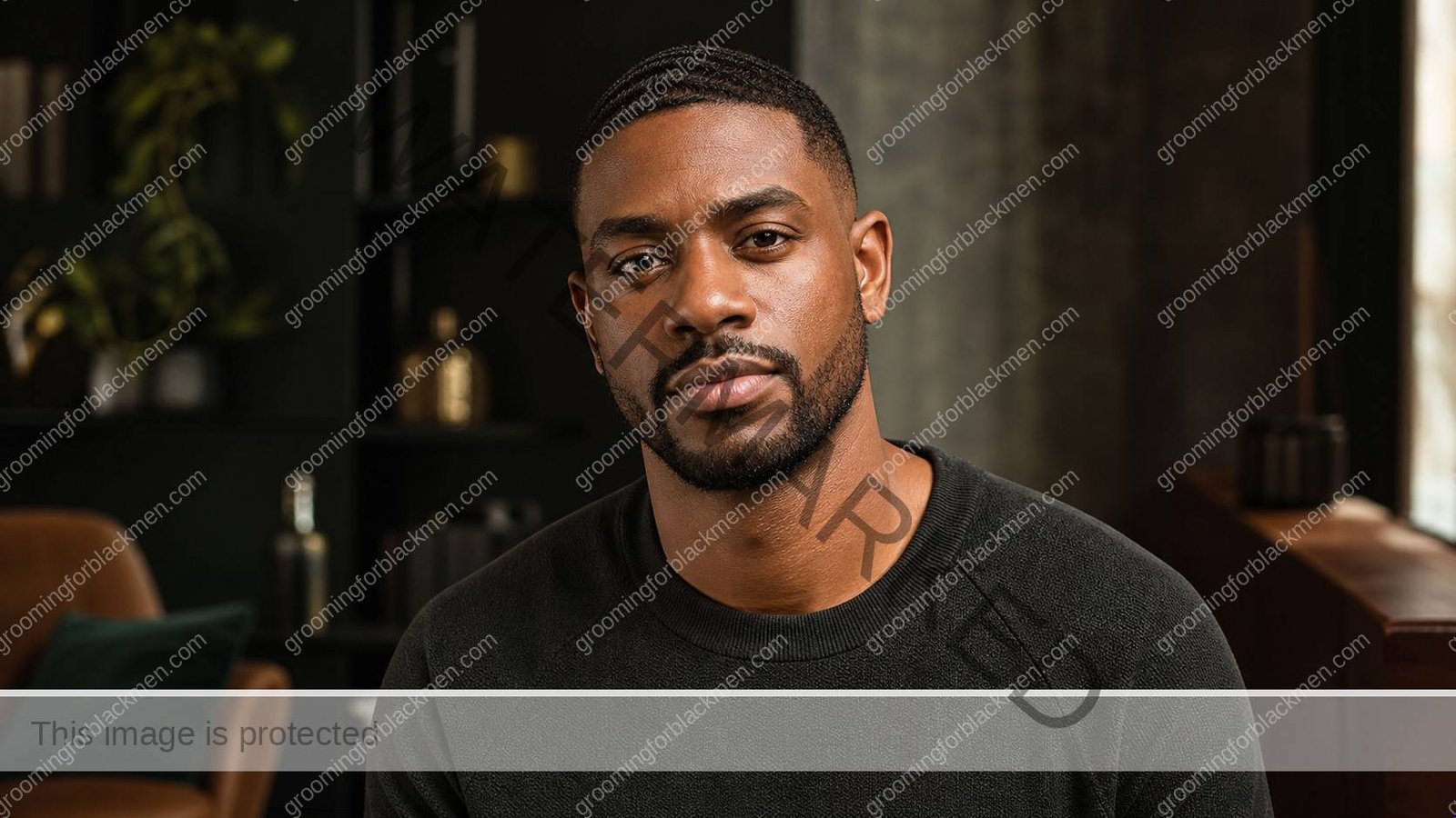 Black man completing a calm routine for best moisturizer for Black men face with realistic skin texture