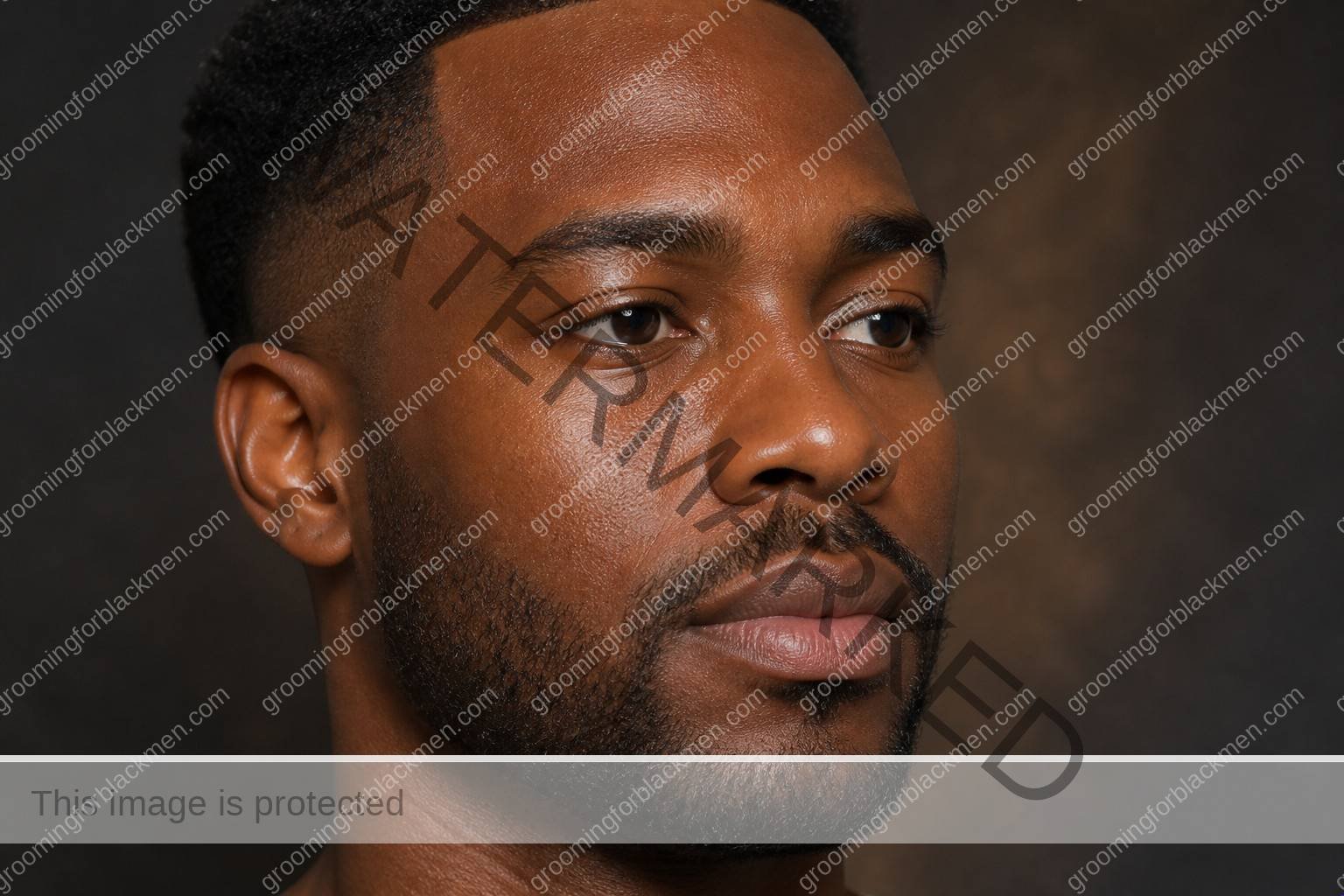 Black man using gentle skincare technique for dry patches on face Black men treatment with realistic skin texture and hands outside the frame
