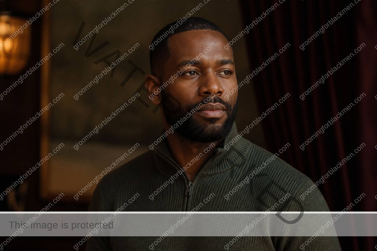 Black man completing a calm routine for exfoliation for Black men chemical physical safe with realistic skin texture