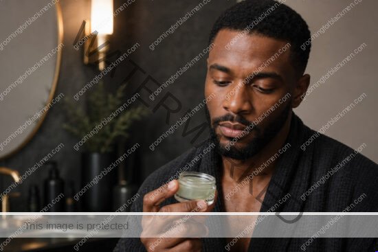 Black man in a premium editorial setting for oily skin Black men control without drying