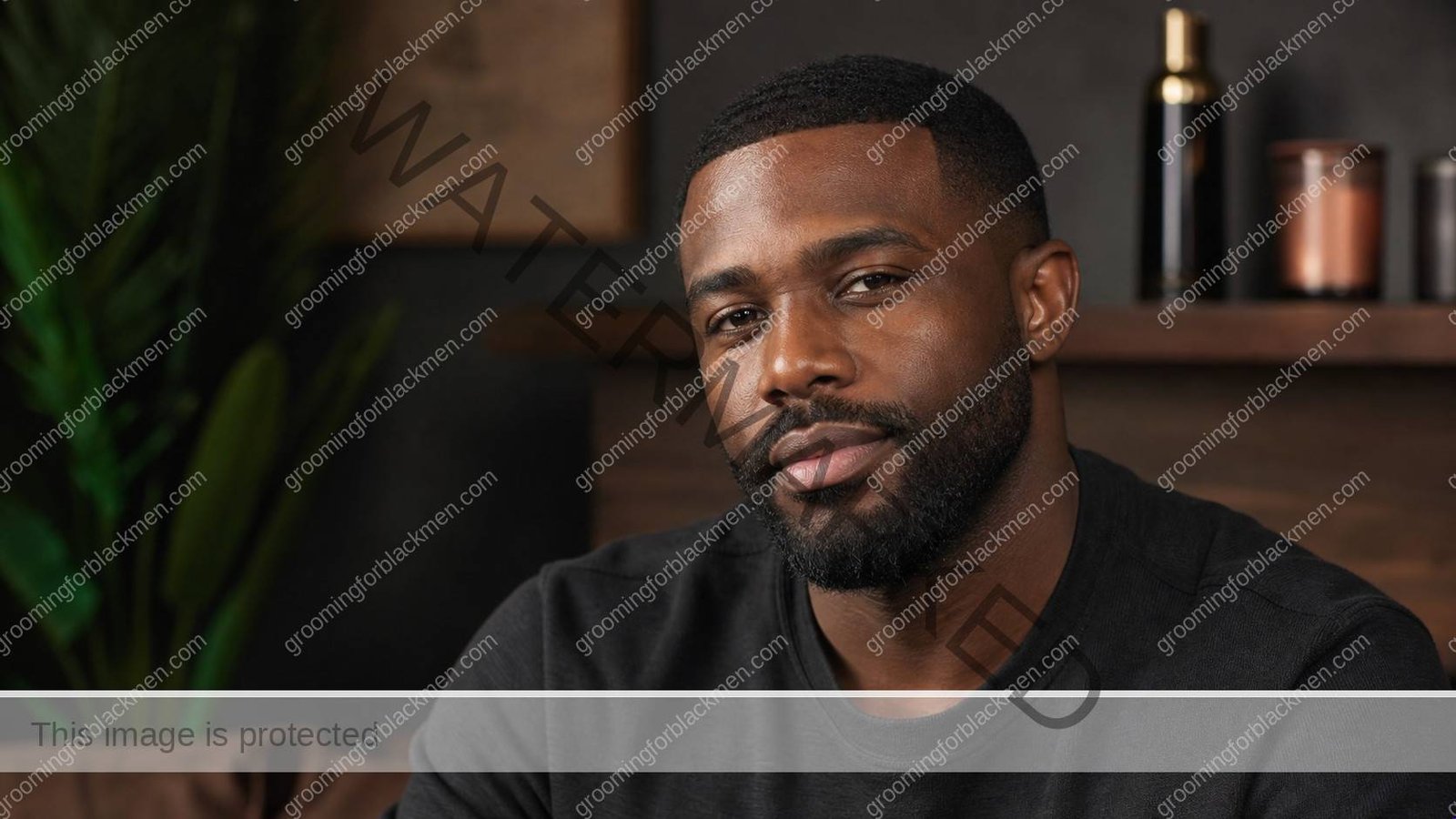 Black man completing a calm routine for oily skin Black men control without drying with realistic skin texture
