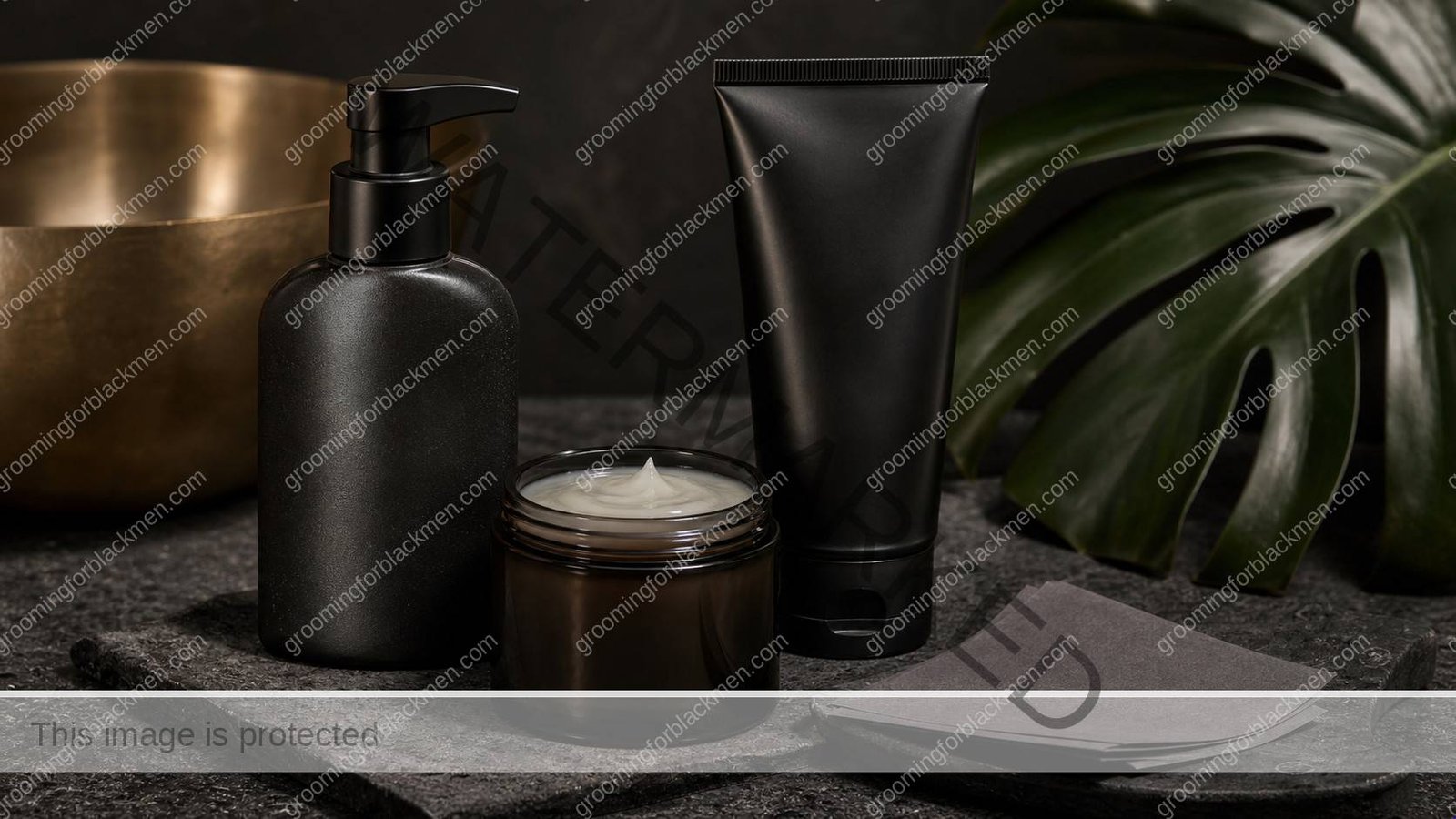 Unlabeled product types for oily skin Black men control without drying on a premium masculine vanity