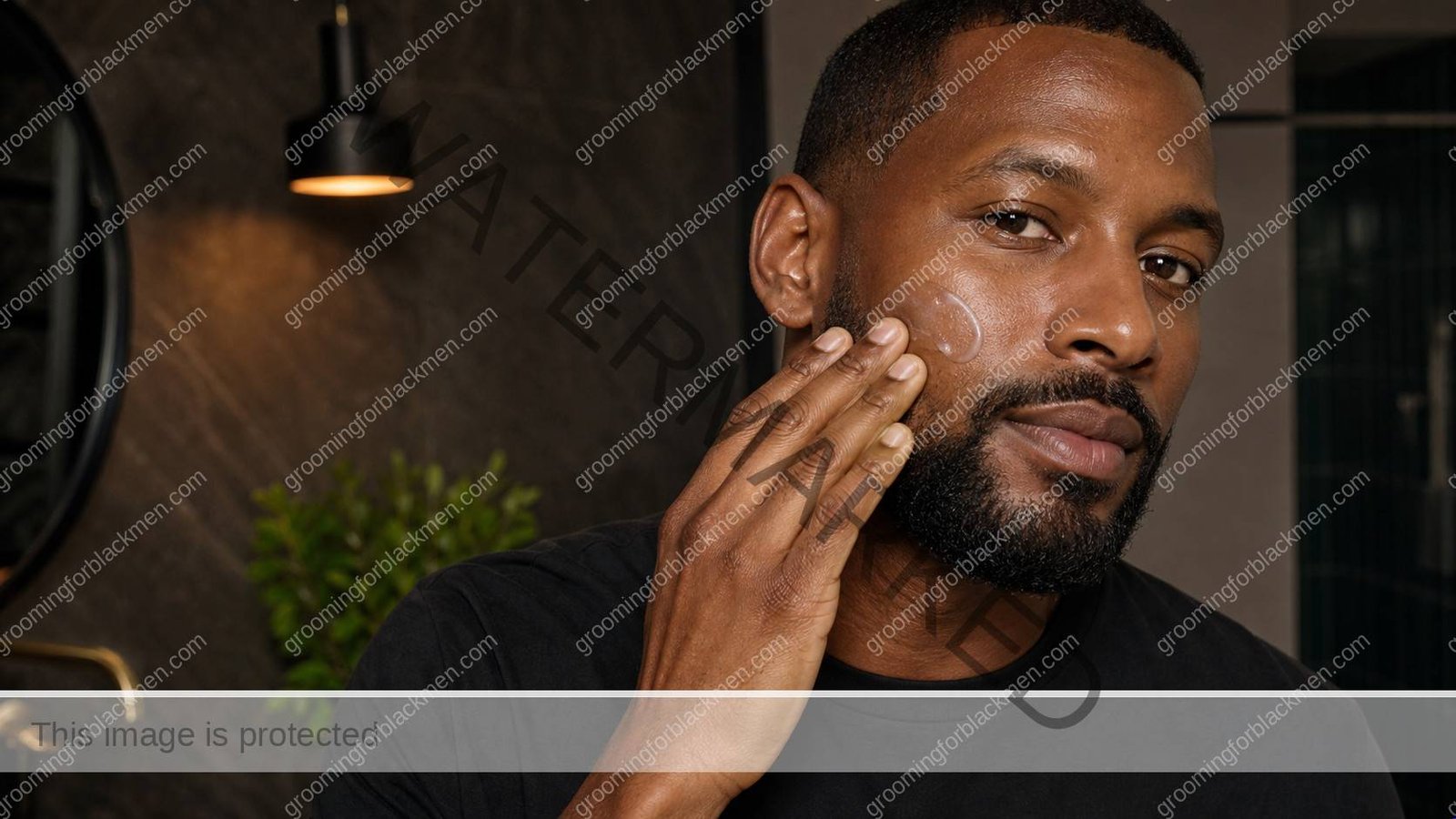Black man using gentle skincare technique for oily skin Black men control without drying with anatomically correct hands