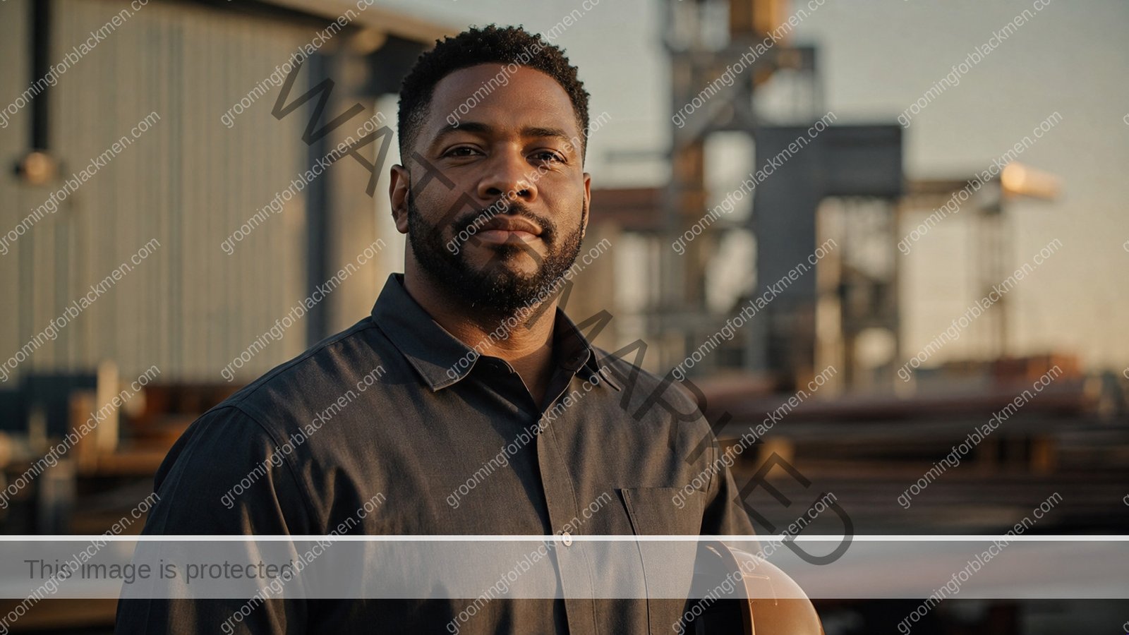 Black man in a premium editorial setting for skincare for men who work outside Black men