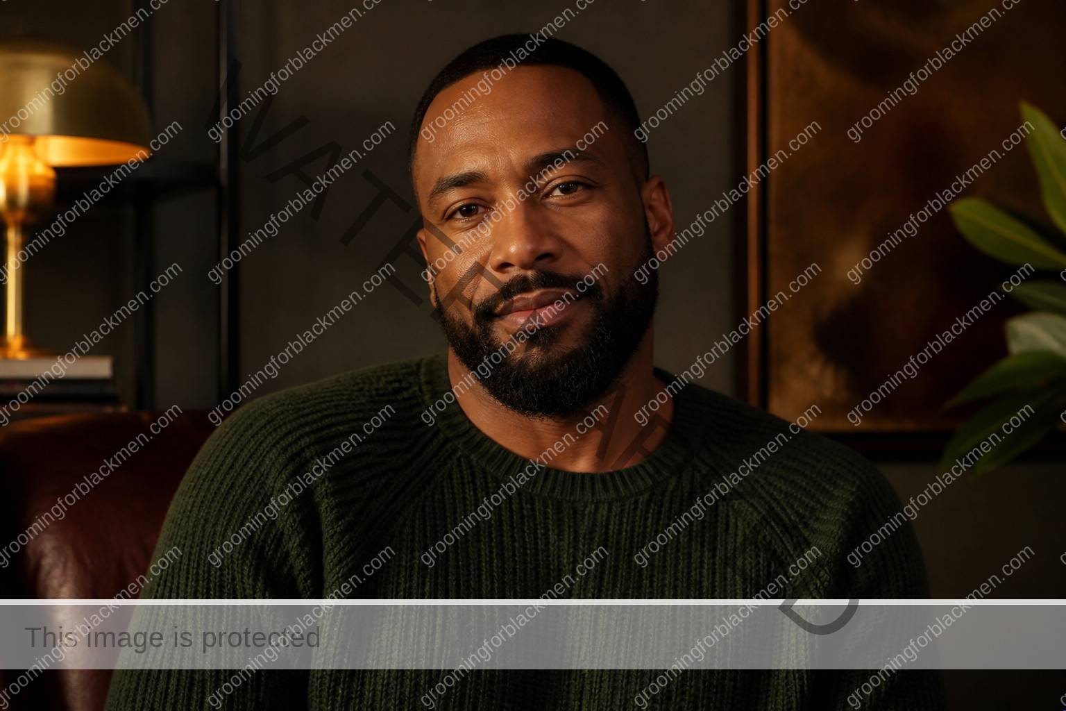 Black man completing a calm routine for skincare ingredients to avoid Black men irritation with realistic skin texture