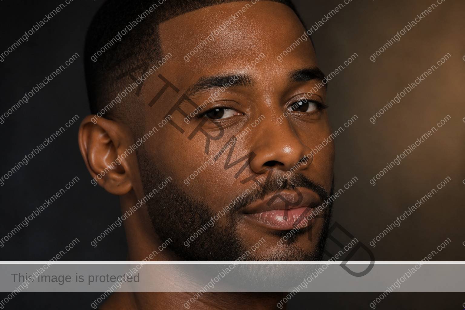 Black man using gentle skincare technique for skincare ingredients to avoid Black men irritation with realistic skin texture and hands outside the frame