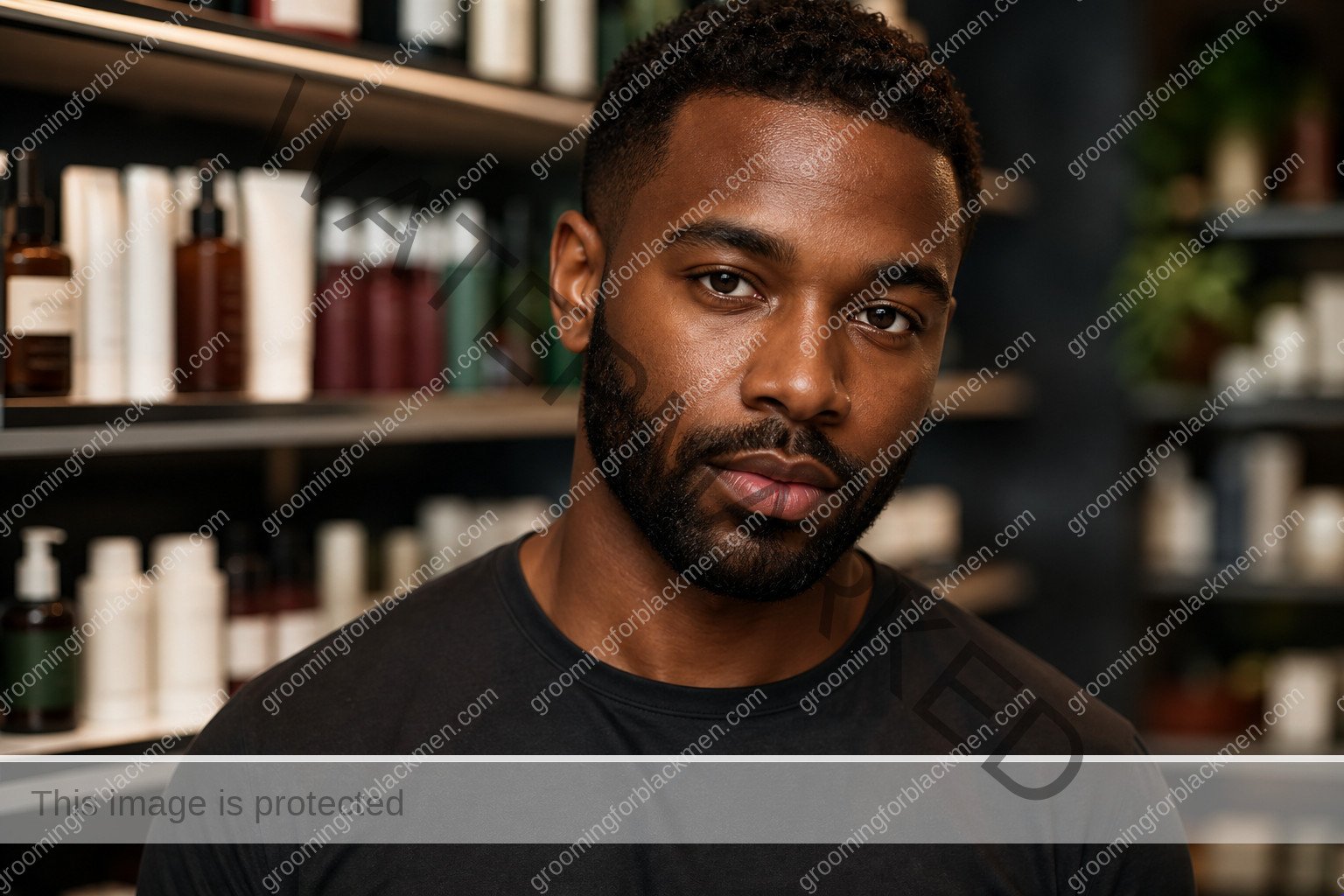 Black man in a premium editorial setting for skincare routine Black men budget cheap